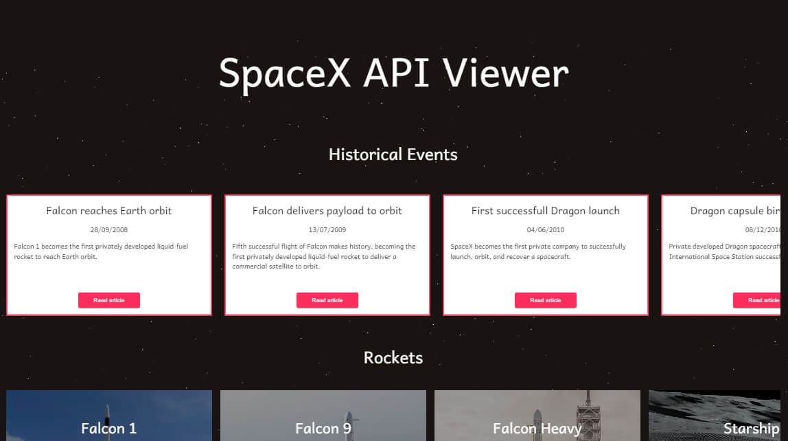 SpaceX API Viewer project